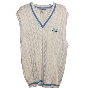Malonesport Y2K Cable knit oversized White sweater vest  Size 3XL  (Dead stock)